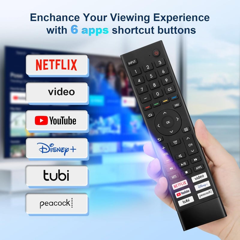 TOPKIND Replacement for Hisense Smart TV Remote Control,Universal for Hisense 4K UHD Android Smart TVs (Not for Google & roku TV) - Image 3